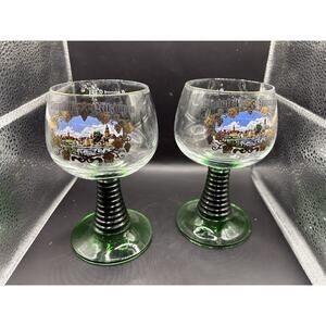 2 German Style Roemer Green Rib Beehive Stem Weinfelt Kitzingen/Wine Festival